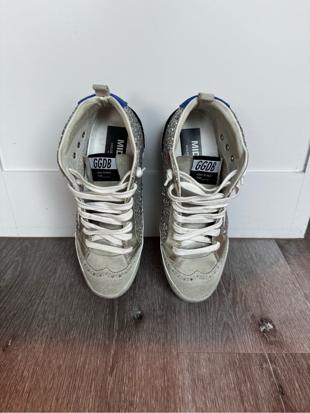 Golden Goose Silver Glitter Midstar Women’s Sneakers - Picture 4 of 8
